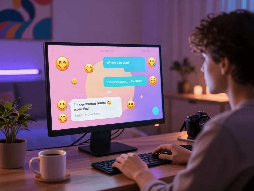 Interactive nsfw ai chat session in a cozy digital environment.