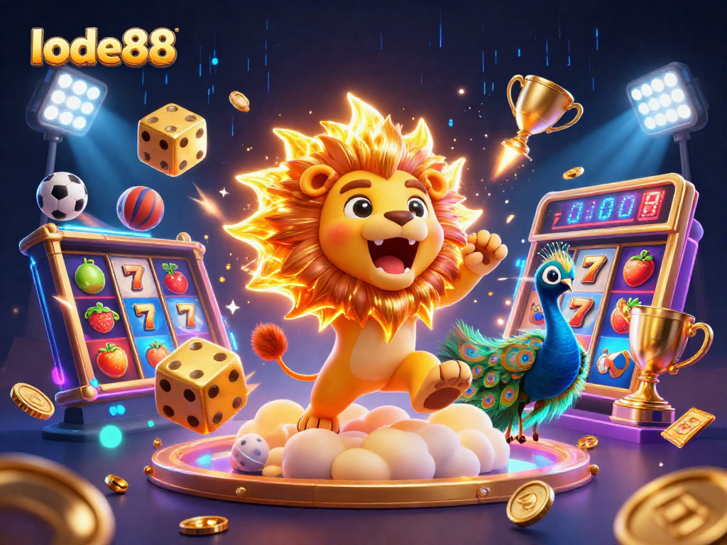 Experience the excitement of lode88 with vibrant 3D casino elements and characters in action.