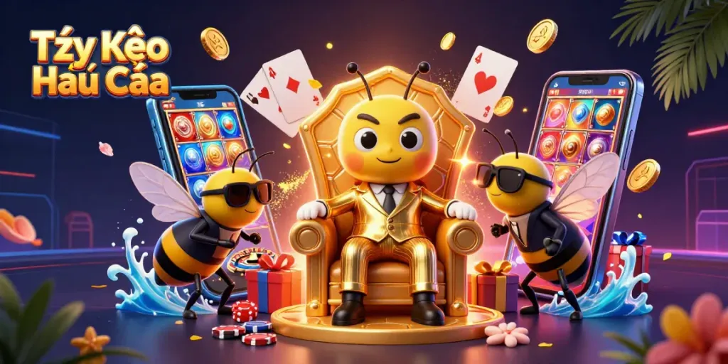 Tỷ lệ Kèo Nhà Cái showcased in a vibrant 3D scene with casino elements exploding in excitement