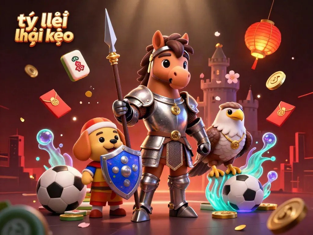 Engage with tỷ lệ kèo sports betting as a knight, puppy, and falcon illustrate the thrill of online wagers.