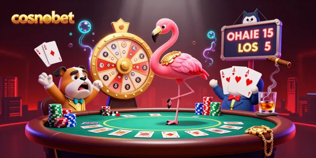 Experience thrilling gameplay at cosmobet with a lively casino atmosphere featuring animated characters.
